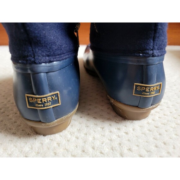 Sperry Women's Saltwater Emboss Wool Rain Winter Snow DUCK BOOT Navy Sz 10 - Picture 4 of 9
